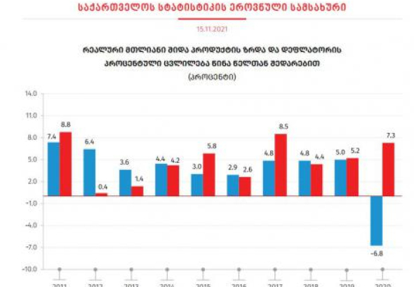 საქართველოს ეკონომიკა 2020 წელს 6.8%-ით შემცირდა