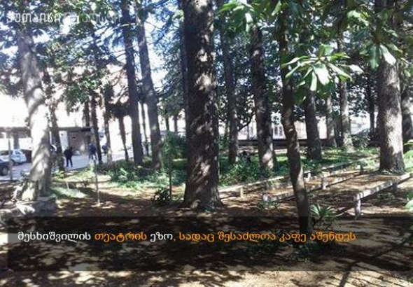 "თავისუფალი საქართველო" მესხიშვილის თეატრის ეზოში კაფის  შესაძლო მშენებლობას აპროტესტებს 