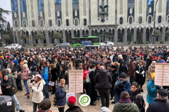 პარლამენტთან ე.წ. უცხო ქვეყნის გავლენების აგენტების შესახებ კანონპროექტების საწინააღმდეგო აქცია მიმდინარეობს