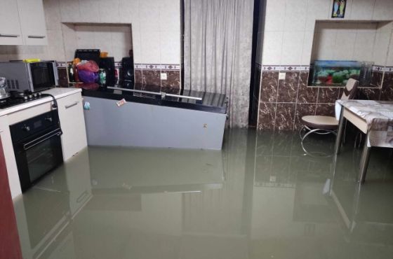  ქუთაისში, ძლიერი წვიმის შედეგად, სახლები დაიტბორა