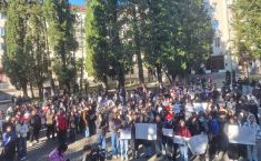 "გვინდა, ვიცხოვროთ თავისუფალ ქვეყანაში"- წერეთლის უნივერსიტეტის სტუდენტების აქცია
