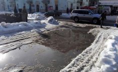   ტყიბულში თოვლის დნობის შედეგად  დაგუბებულმა წყალმა  პრობლემები შექმნა 